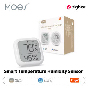 MOES | MOES Tuya ZigBee Smart Home Temperature And Humidity Sensor With LED Screen Works With Google Assistant and Tuya Zigbee Hub