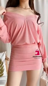 Shop4Her  AVA Knitted Long Sleeve Bodycon Dress for Women Freesize