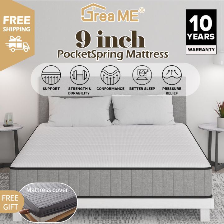 （COD) DreaMe 9 inch Spring Mattress 10 Years Warranty Memory Foam ...