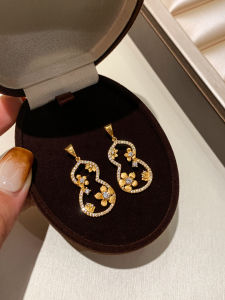 CAFFTI | Golden 999 Fine Silver Unique Gourd Earrings High Sense of Luxury