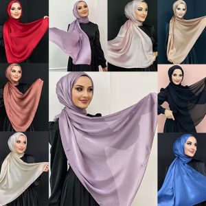 มุสลิมผ้าพันคอผ้าคลุมไหล่ผู้หญิงหรูหรา abaya ผ้าไหมซาติน hijab ramadan hijabs สําหรับผู้หญิง abayas jersey ชุด turban instant undercap หมวก