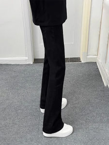 Black Elastic Flared Jeans Mens Autumnal High Street Slim Straight Leg Extended Length Trousers Trendy Brand Tall Size Jeans