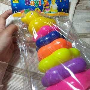 Mainan anak edukasi motorik susun warna ring donat bebek mainan sni