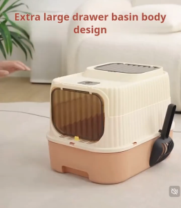 Foldable Large Cat Litter Box UV Sterilization Closed Litter Box with Drawer Anti Splash Cat Toilet