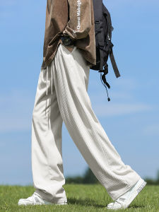 Cleanfit Mens Corduroy Straight Leg Pants Casual Spring Autumn Loose Fit Simple Versatile Polyester Fiber Non-Stretch