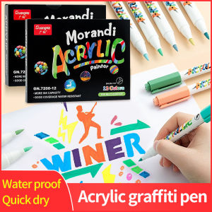 GuangNa 12/24 Colors Morandi Acrylic Paint Marker Soft Brush tip Markers Pen set