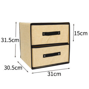 Washable Fabric Dual Drawer Storage Box Cotton Linen Style Drawer Type Bra Underwear Organizer Box Handmade Bedroom Storage
