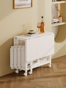 Folding Table Small Apartment Home Table Simple Table and Chair Movable with Wheels Storage Dining Table Multifunctional Folding Dining Table