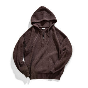 MADEN | Áo Sweater Cổ Tròn Nửa Kéo Dài Chất Liệu Dày Có Hoạ Tiết Hoa Dứa
