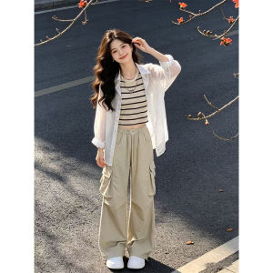 YINGKETUO | Casual Work Wear Shirt Tank Top Trousers Set