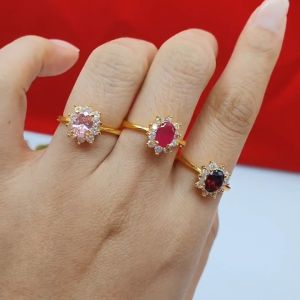 ทองฝังพลอย คละแบบ ทับทิม โกเมน บุษราคัม เรียบหรู เสริมโชค บารมี แสดงความงาม ชุบทอง