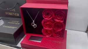 Hộp Quà Trang Sức Ngày Của Mẹ Lãng Mạn Với 6 Bông Hồng Xà Phòng Mặt Dây Chuyền Nhẫn Vòng Tay Hoa Bất Diệt Hộp Giấy Gấp Mở Cửa Sổ