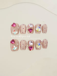Nail Art สไตล์หวานสไตล์ญี่ปุ่นทำมือ Pure Handmade Polka Dot White Enhancing Nail Tips Wearing False Nails จาก China