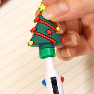 5Pcs Christmas Gift 0.5mm Ballpoint Pen 4 in 1 Ball Pens 4 Colors Pen Marker Writing Stationery