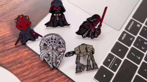 Bandai | 5pcs Cute Interstellar Sci-Fi Themed Enamel Lapel Pins Cartoon Alien Spaceship Metal Brooches Fashion Decorative Badges