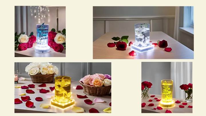 Simplelight 5 Inch Square Led Light Base - Light Base for Glass Art, Ideal Led Display for Vases - Lighted Base for Glass Art (5inch Square LED Vase Base Light, Soft White)