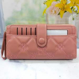 DOMPET WANITA PANJANG BAHAN KULIT PU LEATHER DENGAN ZIPPER DAN KARTU CABUT