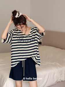 Áo Ngủ Cotton Thoáng Khí Mùa Hè Cho Nữ Áo Ngủ Cotton Nguyên Chất Tay Ngắn Quần Short Bộ Đồ Mặc Nhà Thoải Mái Rộng Rãi Thường Ngày Có Thể Mặc Ngoài Trời