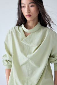 epoque de rueen | Adjustable Collar Tie Blouse Long Sleeve Shirt