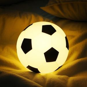 Soccer Night Light Rechargeable Bedside Touch Lamp Soft Silicone Sleep Night Lamps Football Nightlight Portable Table Lamp Gifts for Kids Teens Adult Soccer Lover Bedroom O
