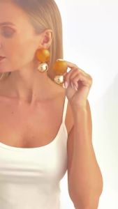 Ingemark Vintage Orange Resin Big Round Pendant Earrings for Women Exquisite Acrylic Drop Earrings Punk Jewelry Ear Accessories