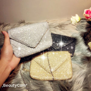 Fashionable Diamond Encrusted Envelope Bag Womens Shoulder Crossbody Phone Bag Sparkling Jewelry Accessory Casual Clutch