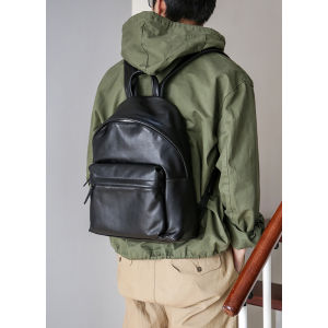 Vintage Large Capacity Leather Backpack Mens Travel Computer Bag Top Layer Cowhide Fashionable Shoulder Bag Nylon Lining