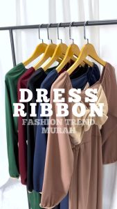 [FTMMC] Dress Ribbon / Dress Wanita Dewasa / Baju Wanita Terbaru Kekinian / Midi Dress / Gaun Pesta Kondangan Wanita / Dress / Baju Ootd Ala Selegram / Dress Korean Style / Dress Kekinian Viral / Baju Wanita / MC02