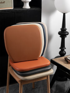 High-End Dining Table Seat Cushion Memory Foam Leather No Odor Anti-Slip Chair Pad with Strap Simple Modern Home Fabric