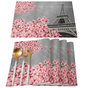 1-Piece [Paris Love] Eiffel Tower Print Placemat Washable Home Placemat