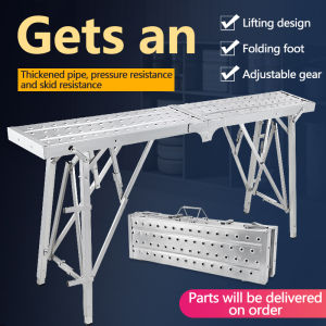 Folding Ladder Platform Portable Scaffolding ladder aluminum adjustable ,Mobile Stepper Height Adjustable 100-150CM Multifunctional Folding Heavy Duty Leg Stand Work Table