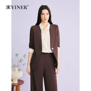 Fashionable Commuting Slim Fit Summer New Single-button V-neck Acetate Satin Splice Blazer