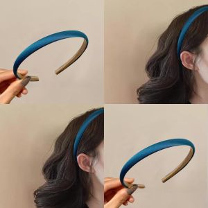 Blue Seaside! Blue Satin Thin Headband! Retro French Fairy Simple Hairpin Headwear Female Hair Band