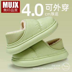 Dép Cotton Chống Thấm Nước Có Gót Cao Đế Dày Lót Lông Cừu Ấm Áp Chống Trượt Dùng Trong Nhà Mùa Đông Dép Cotton Cho Nữ