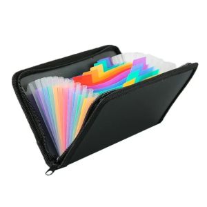 A6 Colorful Expanding File Folder Bag Wallet 13 Compartment File Pouch Bill Pouch Document Zipper Organizer Office Supplies
