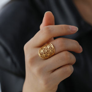 Skyrim Flower of Life Stainless Steel Adjustable Ring Womens Fashion Retro Talisman Ring Mothers Day Gift Jewelry Gift