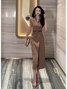 SHANGSHA | Powerful Aura Elegant High-Class Occasion Queen Style Waist-Cinching Sleeveless Sheath Dress