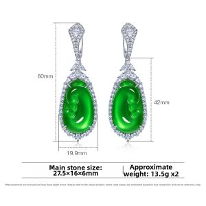 AILEQ | Natural Chrysoprase 925 Silver Green Jade Earrings