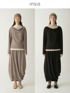 INSIS FEMME | Faux Two-Piece Structural Shirt and Tulip Pleated Skirt Set