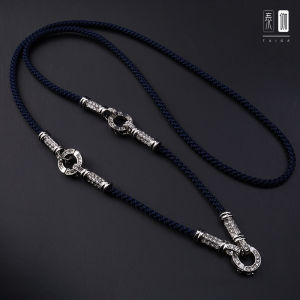 Original Design Silver Purple Blue Light Purple Three-Drop Buddha Pendant Necklace Diamond Embedded Quick-Release Convenient Buckle