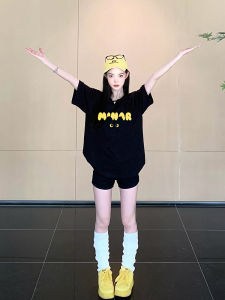 Áo Thun Tay Ngắn Cổ Tròn Cotton Phong Cách Đường Phố Mỹ Cho Cặp Đôi Mùa Hè Rộng Rãi Thiết Kế Độc Đáo Thoải Mái