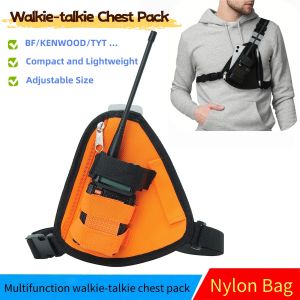 Lightweight and Durable Nylon Handheld Walkie-Talkie Chest Pouch Adjustable Size Outdoor Tactical Radio Storage Bag
