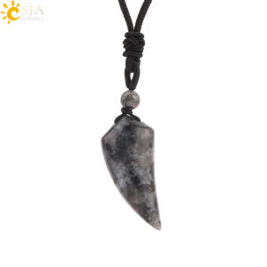 Natural Stone Wolf Tooth Pendant Necklace for Man Black Obsidian Amethyst Tiger Eye Clear Crystal Pendants Jewelry Women H247