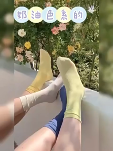 Falimottype)Women’s Basic Mid Calf Socks | Simple Plain Color Socks for Daily Wear School & Office