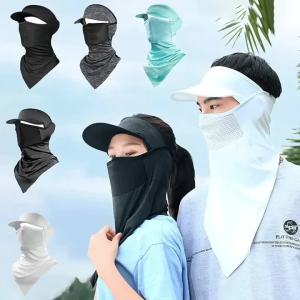 WRELS | Summer Full Face Mask Breathable Anti-UV Neck Flap Wide Brim Cycling Bandana Outdoor Sport Fishing Hiking Sunscreen Ice Silk Cap