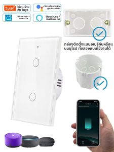 Tuya WiFi สมาร์ทสวิทช์ไฟ US มาตรฐานทํางานร่วมกับ Alexa Google Home Wall Touch Switch 110V 220V RF433Mhz ระยะไกล 1 2 3 4 Gang