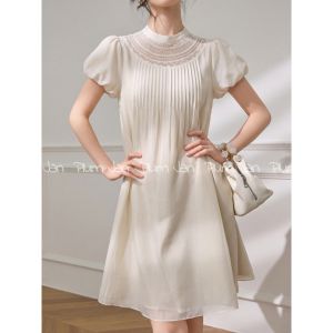 Đầm Tay Ngắn Kiểu Cổ Điển Đơn Giản Hình Nụ Sen Không Chạm