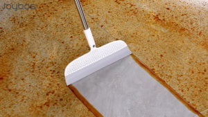 Joybos Floor Squeegee Silicone Broom Squeegee Broom for Floor Long Handle Pet Hair Remover 2-in-1 Magic Broom Sweeper for Bathroom Indoor Cleaning Glass Tile Carpet Pet Bed