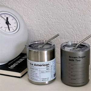 Termos Thermos Kopi Gelas Cangkir Tumbler Kopi Coffee Tea Cup Stainless Steel 304 Tahan Air Panas Portabel Botol Minum Kopi Dan Teh Dengan Jerami Stainless