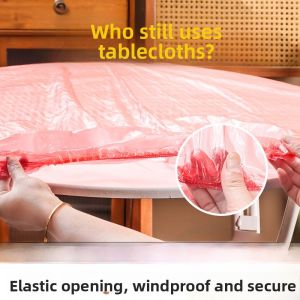 Red Disposable Thickened Elastic Tablecloth for round And Rectangular Tables Home Use Non-Slip Tablecloth Dining Table Cover